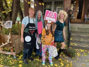 Family in halloween costumes