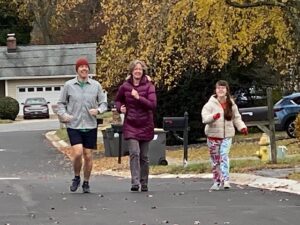 Carl, Jenny, and Sarah running